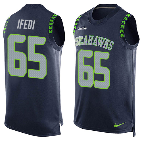 Nike Seahawks #65 Germain Ifedi Steel Blue Team Color Men's Stitched NFL Limited Tank Top Jersey - Click Image to Close